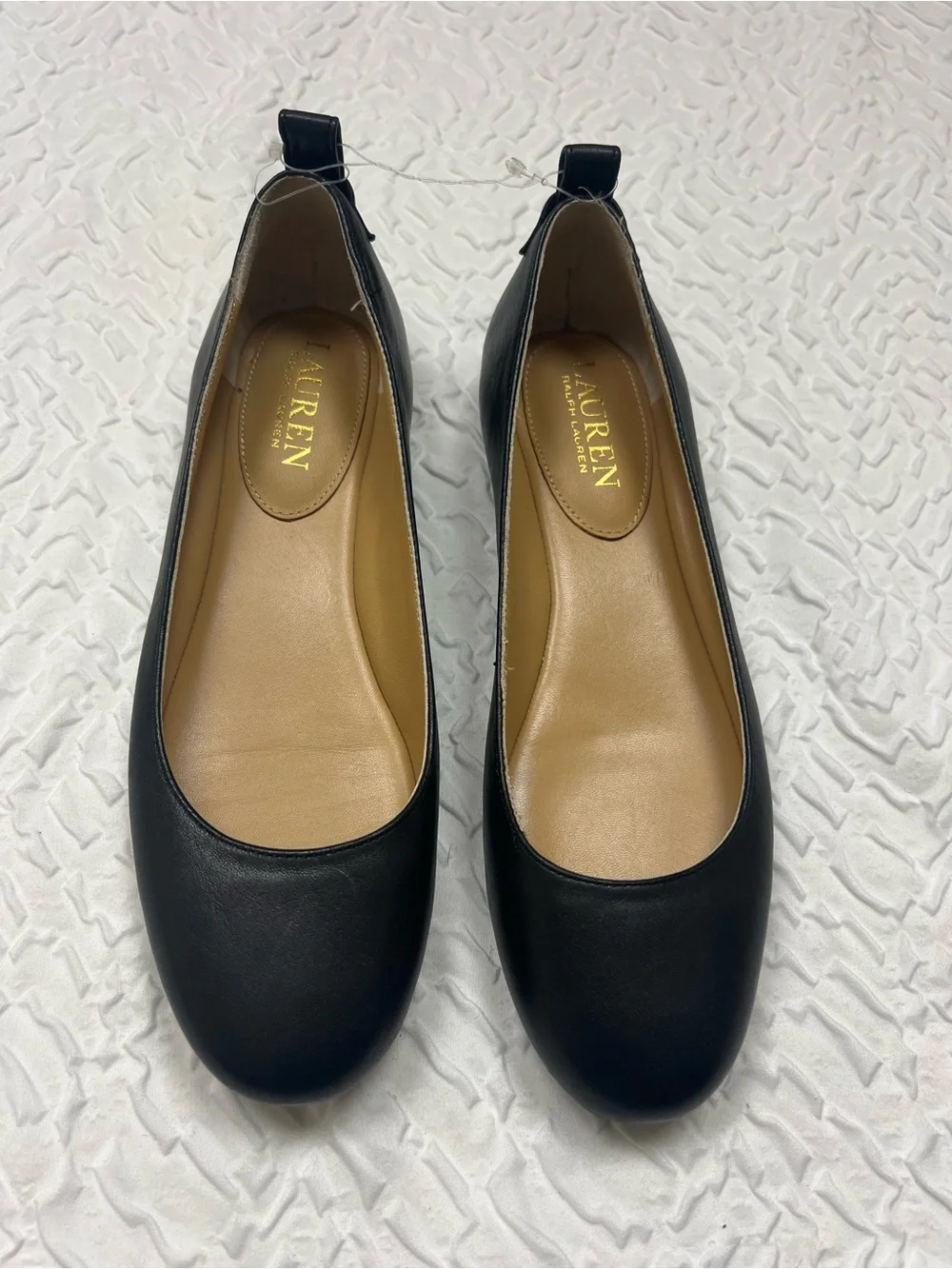 Lauren Ralph Lauren Leather Ballet Flat Black Round-Toe Women's 6.5